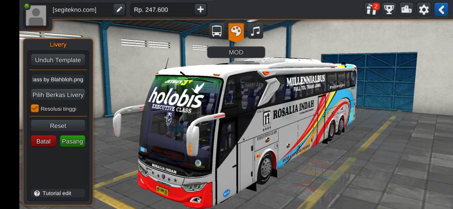 Download Mod Bussid Bus AKAP Rosalia Indah JB3+