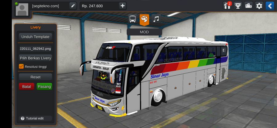 Download Mod Bussid Sinar Jaya JB2+ SHD Hino RK