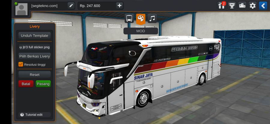 Download Mod Bussid Sinar Jaya JB3+ SHD Hino