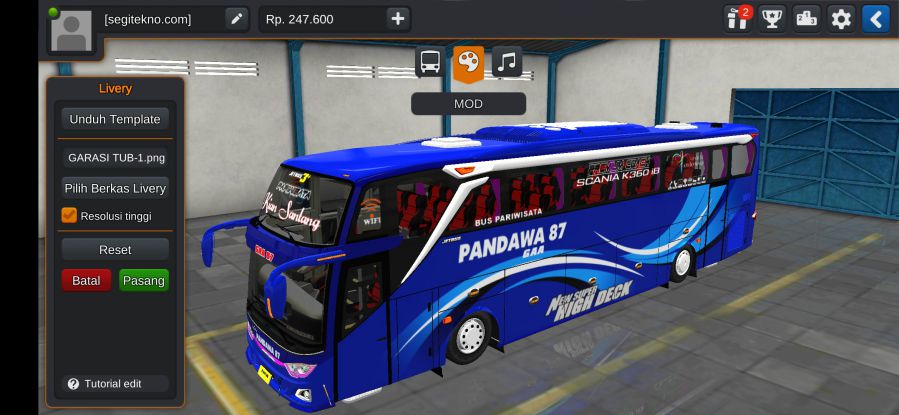 Download Mod Bussid Bus AKAP Pandawa 87 JB3+