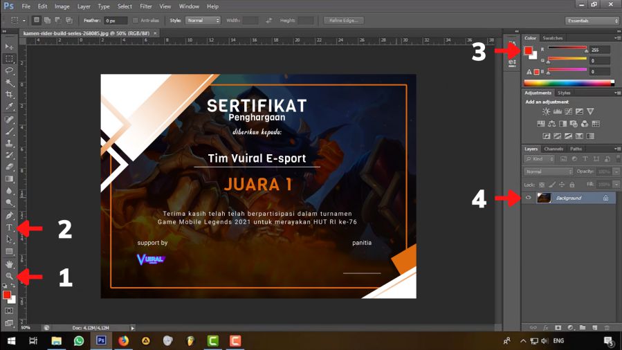 Cara Edit Mentahan Sertifikat ML Dengan Photoshop