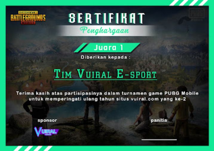 Mentahan Sertifikat PUBG Mobile Format .psd Photoshop