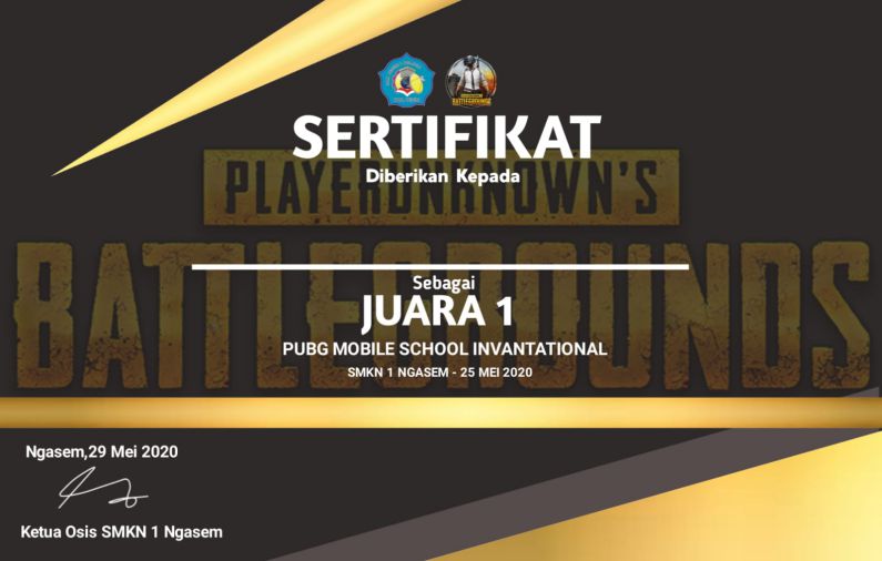 Mentahan Sertifikat PUBG Mobile PixelLab
