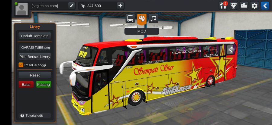 Mod Bussid Sempati Star JB3+ Non Facelift