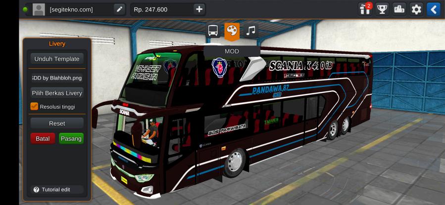 Mod Bussid Bus Tingkat Pandawa 87