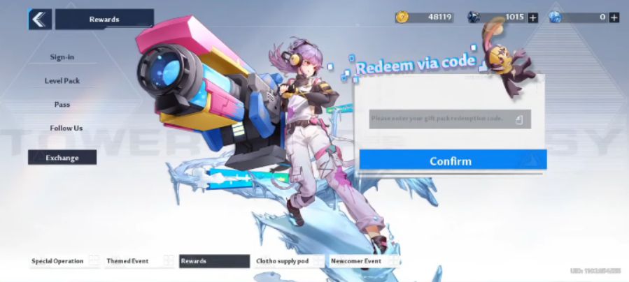 Cara Menggunakan Kode Redeem Tower of Fantasy