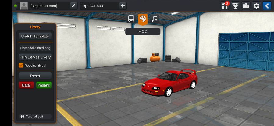 Download Mod Bussid Toyota Supra Red