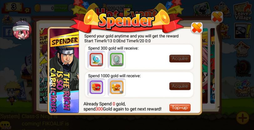 Cara Mendapatkan Ninja SSS Ninja Heroes Hot Event Spender