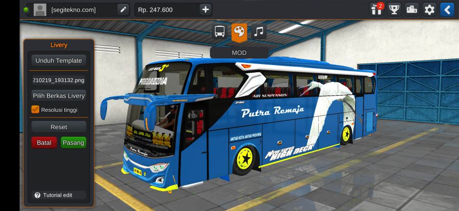 Download Mod Bussid Putra Remaja JB3+ SHD Hino