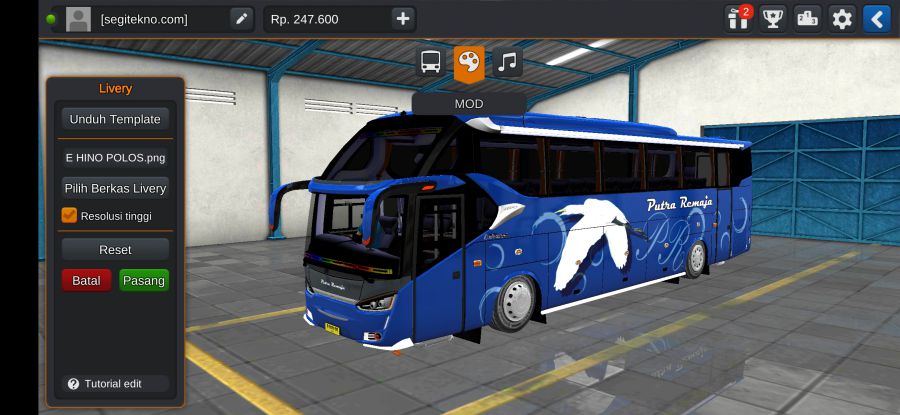 Download Mod Bussid Putra Remaja SR2 XHD Hino R260