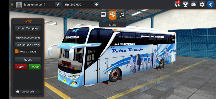 Download Mod Bussid Putra Remaja JB3+ 0500R OH