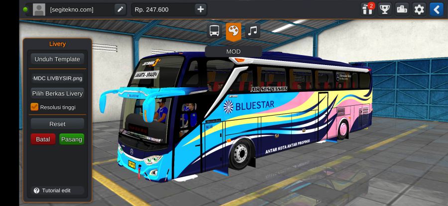 Download Mod Bussid Blue Star JB3+ Mercy O500R