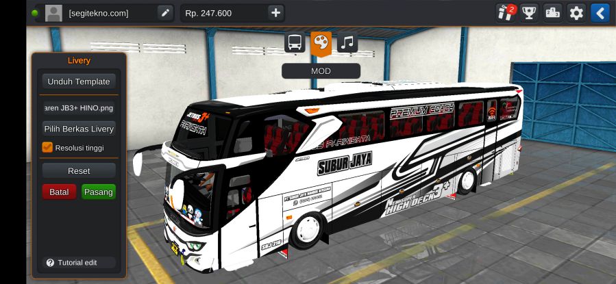 Download Mod Bussid Subur Jaya JB3+ Hino RK