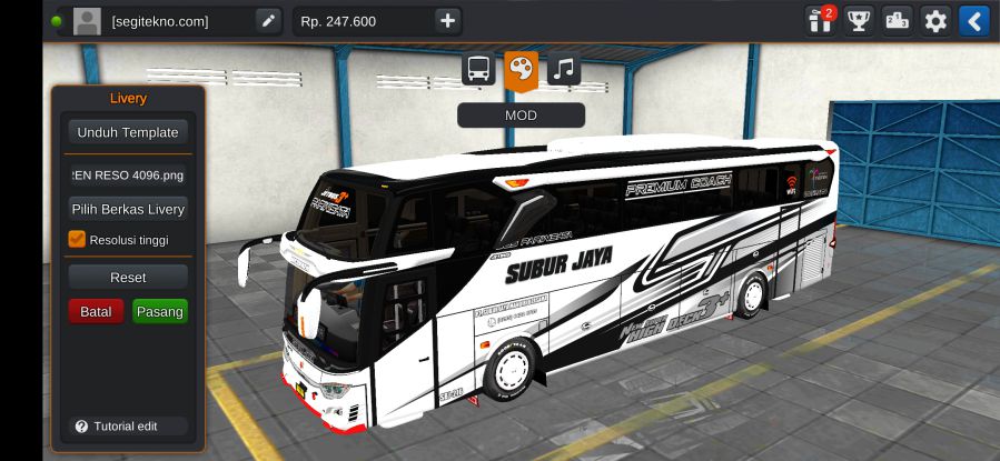 Download Mod Bussid Subur Jaya JB3+ SHD Hino