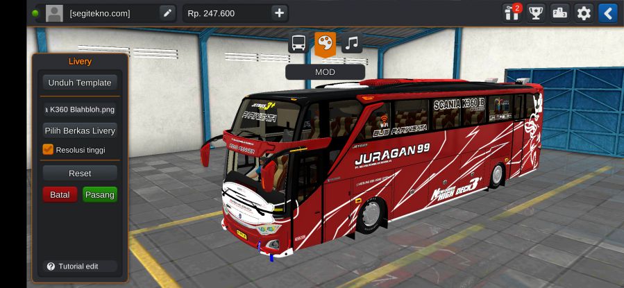 Download Mod Bussid Juragan 99 JB3+ Scania K360