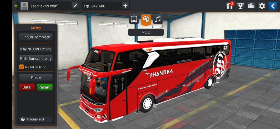 Download Mod Bussid Shantika JB3+ SHD Hino