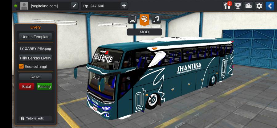 Download Mod Bussid Shantika JB3+ SHD Hino RK