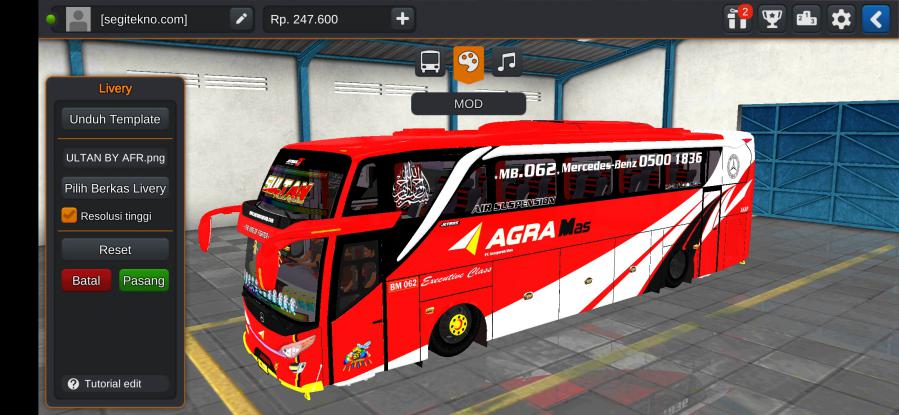 Download Mod Bussid & Livery Agra Mas JB2+ SHD