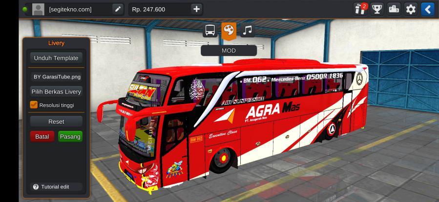 Download Mod Bussid & Livery Agra Mas JB2 SHD Hino RK