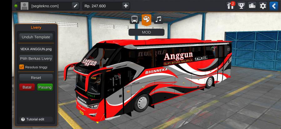 Download Mod Bussid & Livery Bhinneka SR2 S