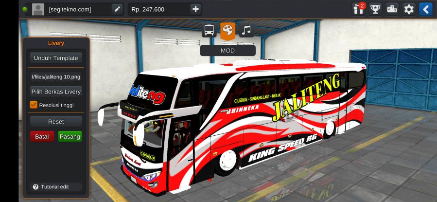 Download Mod Bussid & Livery Bhinneka JB2 SHD Hino RK
