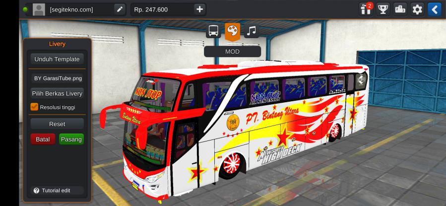 Download Mod Bussid & Livery Bintang Utara Putra JB2 SHD Hino RK