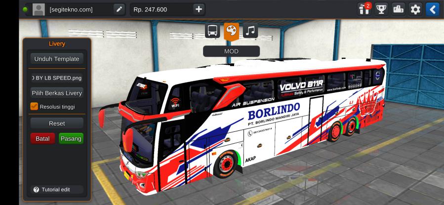 Download Mod Bussid & Livery Borlindo JB3+ Tronton Volvo B11R
