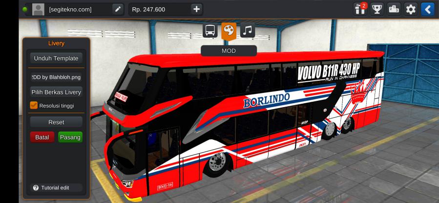 Download Mod Bussid & Livery Borlindo SR2 XDD