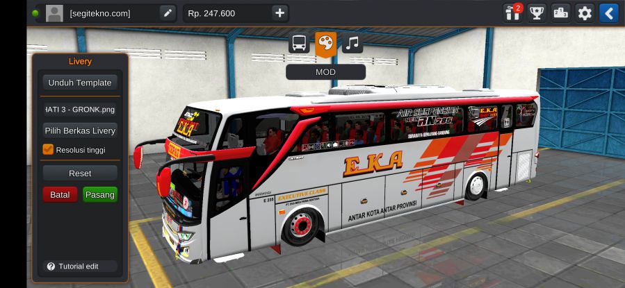 Download Livery & Mod Bussid Eka JB3+ HDD Non Facelift