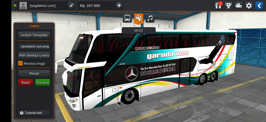 Download Livery & Mod Bussid Garuda Mas JB2 SDD