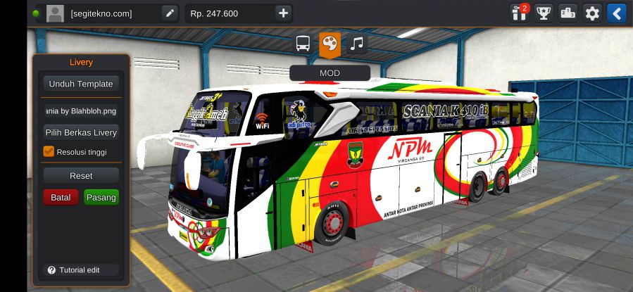 Download Livery & Mod Bussid NPM JB3+ Tronton Scania