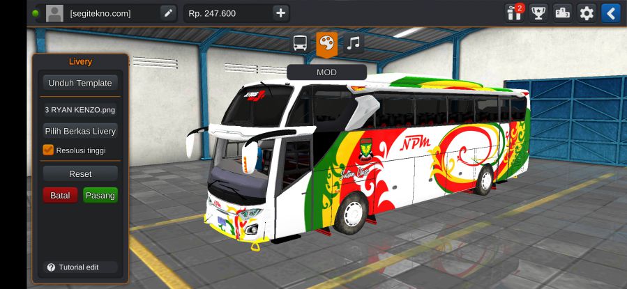 Download Livery & Mod Bussid NPM JB3+ SHD Hino RK V1