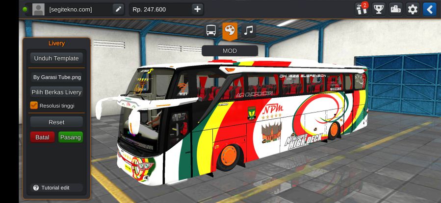 Download Livery & Mod Bussid NPM JB3+ SHD Setra