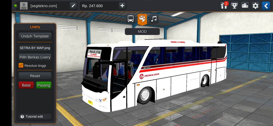 Download Livery & Mod Bussid Primajasa Old Setra