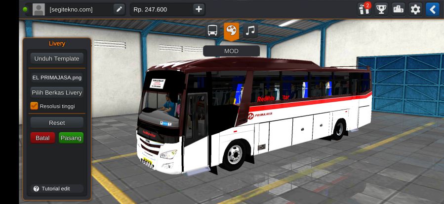 Download Livery & Mod Bussid Primajasa Trisakti Titan