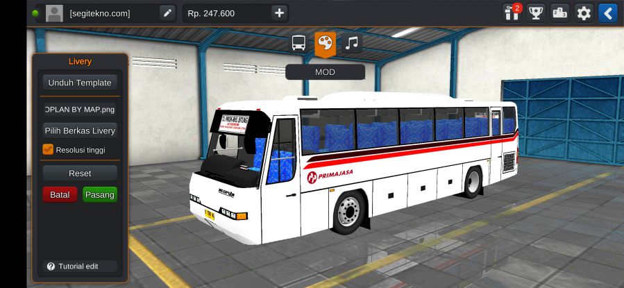 Download Livery & Mod Bussid Primajasa Neoplan Transliner