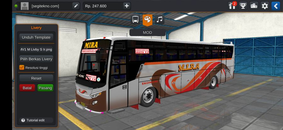 Download Livery & Mod Bussid Mira Trisakti Titanium