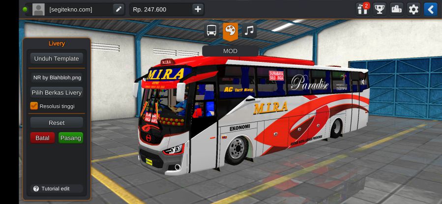 Download Livery & Mod Bussid Mira Discovery 3