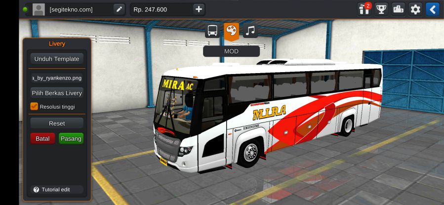 Download Livery & Mod Bussid Mira Scorpion King