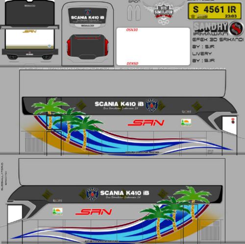 Download Livery & Mod Bussid SAN Srikandi SHD Ori