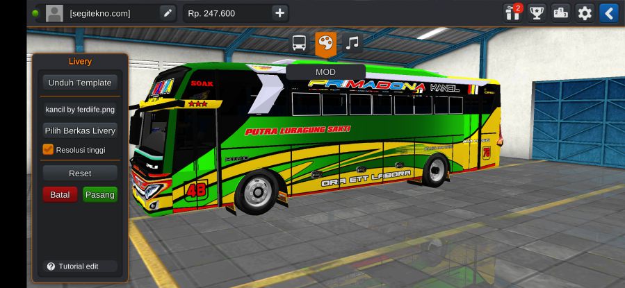 Download Livery & Mod Bussid Putra Luragung Sakti