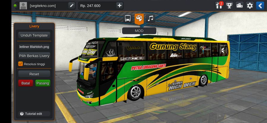 Download Livery & Mod Bussid Putra Luragung Jetliner HDD