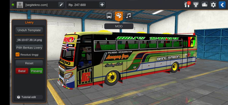 Download Livery & Mod Bussid Putra Luragung Trisakti Titanium