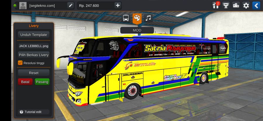Download Livery & Mod Bussid Putra Luragung Avante HDD