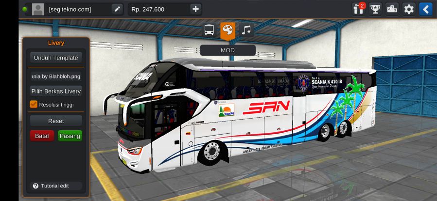 Download Livery & Mod Bussid SAN XHD Prime Tronton