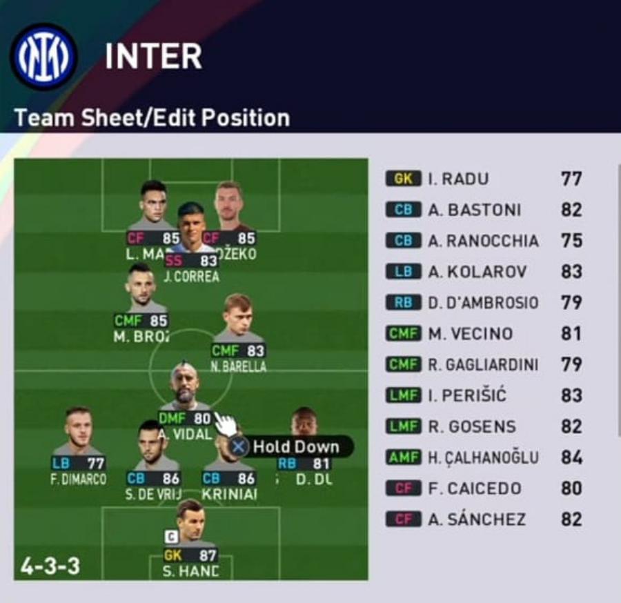 Formasi PES 2023 Inter Milan 4-3-3 Attack