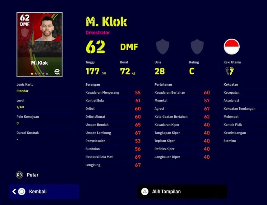 Pemain Indonesia PES 2023 M. Klok