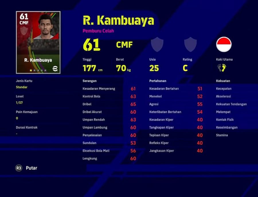 Pemain Indonesia PES 2023 R. Kambuaya