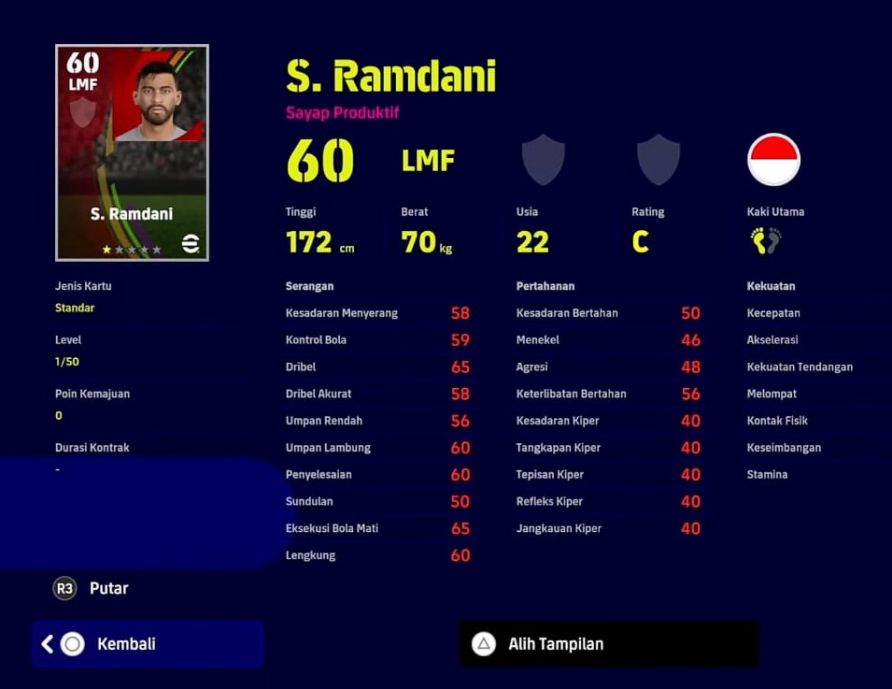 Pemain Indonesia PES 2023 S. Ramdani