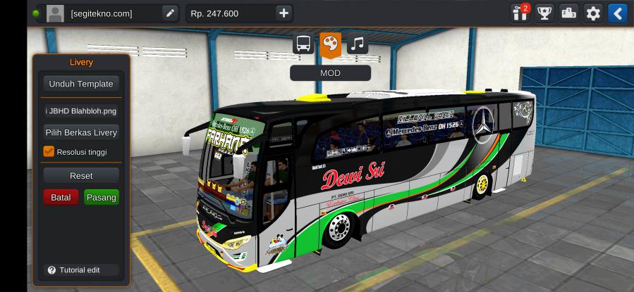 Download Livery & Mod Bussid Dewi Sri JB2 HD